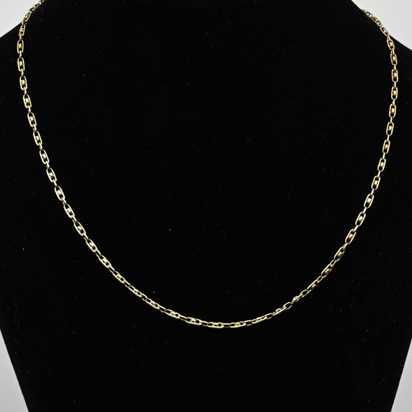 Vintage Fancy Elongated Link 18k Yellow Gold Necklace
