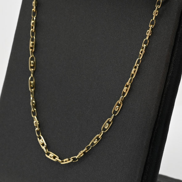 Vintage Fancy Elongated Link 18k Yellow Gold Necklace