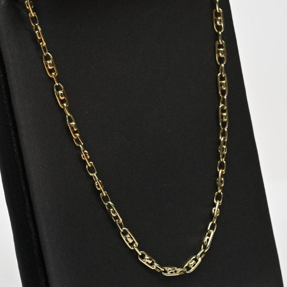 Vintage Fancy Elongated Link 18k Yellow Gold Necklace