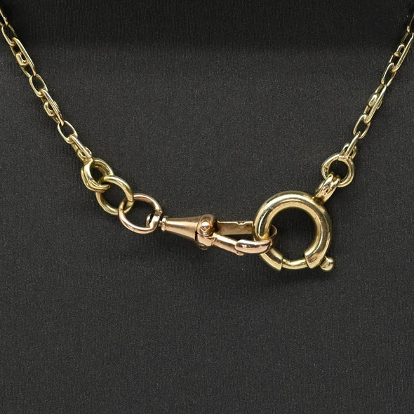Vintage Fancy Elongated Link 18k Yellow Gold Necklace