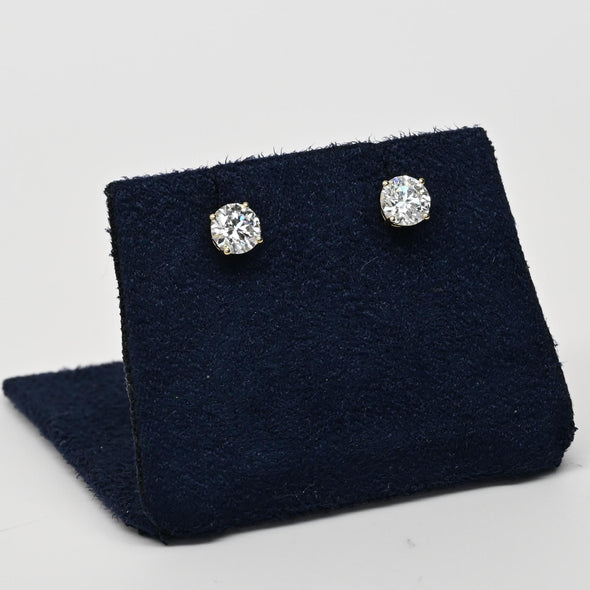 New 1.02ctw Round Diamond EF VS Lab Grown IGI 14k Yellow Gold Stud Earrings