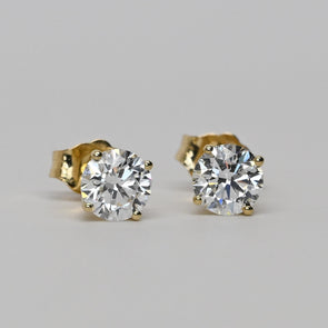 New 1.02ctw Round Diamond EF VS Lab Grown IGI 14k Yellow Gold Stud Earrings