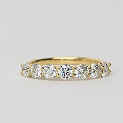 New 1.13ctw Round Diamond 7 Stone EF VS Lab Grown 14k Yellow Gold Ring w IGI