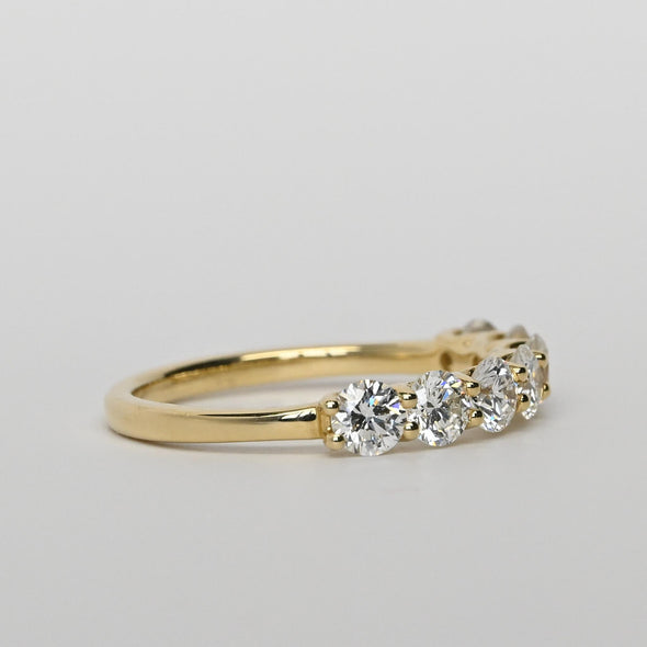 New 1.13ctw Round Diamond 7 Stone EF VS Lab Grown 14k Yellow Gold Ring w IGI