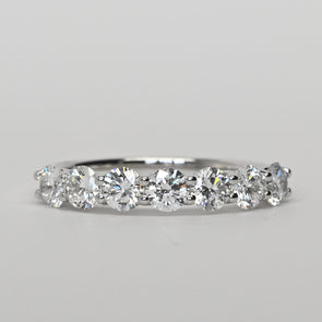 New 1.10ctw Round Diamond 7 Stone EF VS Lab Grown 14k White Gold Ring w IGI