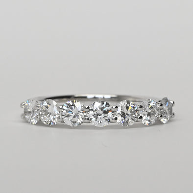 New 1.10ctw Round Diamond 7 Stone EF VS Lab Grown 14k White Gold Ring w IGI