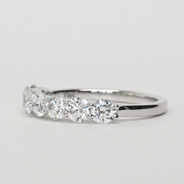 New 1.10ctw Round Diamond 7 Stone EF VS Lab Grown 14k White Gold Ring w IGI