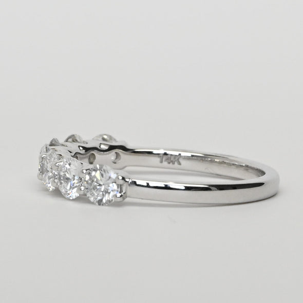 New 1.10ctw Round Diamond 7 Stone EF VS Lab Grown 14k White Gold Ring w IGI