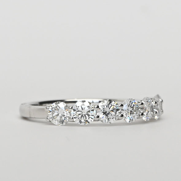 New 1.10ctw Round Diamond 7 Stone EF VS Lab Grown 14k White Gold Ring w IGI