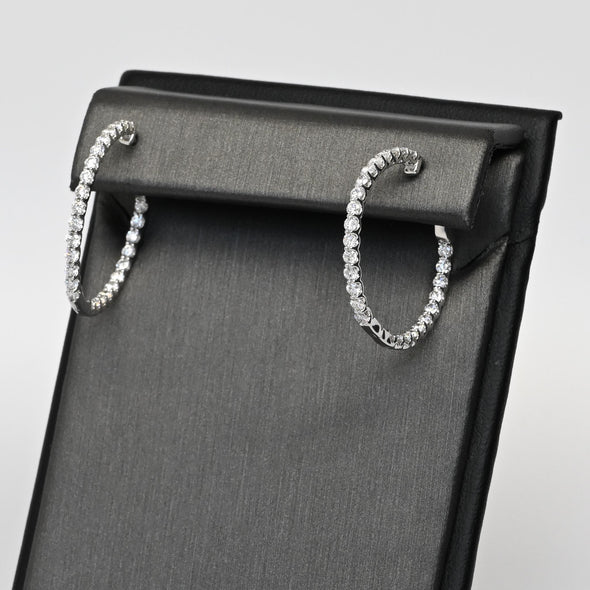 New 2.05ctw Diamond F VS Lab Grown IGI 14k White Gold Inside Out Hoop Earrings