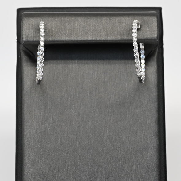 New 2.05ctw Diamond F VS Lab Grown IGI 14k White Gold Inside Out Hoop Earrings