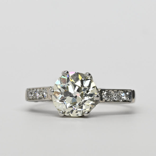 Art Deco 1.91ctw Old European Cut Diamond Platinum Engagement Ring w GIA