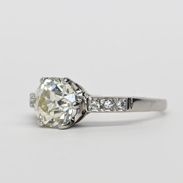 Art Deco 1.91ctw Old European Cut Diamond Platinum Engagement Ring w GIA