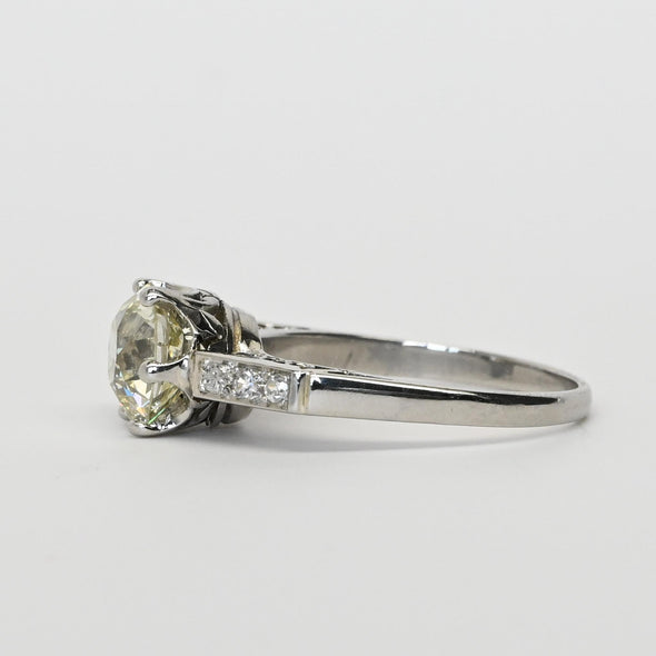 Art Deco 1.91ctw Old European Cut Diamond Platinum Engagement Ring w GIA