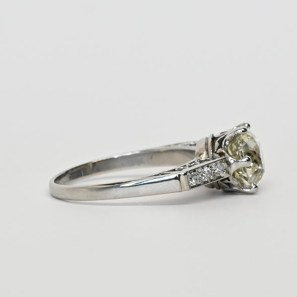 Art Deco 1.91ctw Old European Cut Diamond Platinum Engagement Ring w GIA