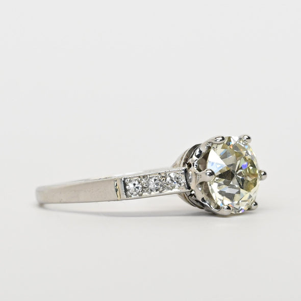 Art Deco 1.91ctw Old European Cut Diamond Platinum Engagement Ring w GIA