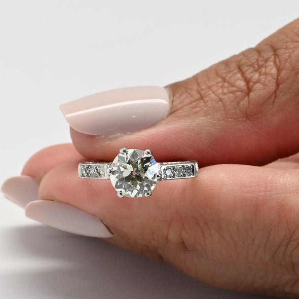 Art Deco 1.91ctw Old European Cut Diamond Platinum Engagement Ring w GIA