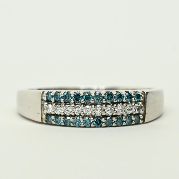 0.50ctw White & Blue Diamond 14k White Gold Band