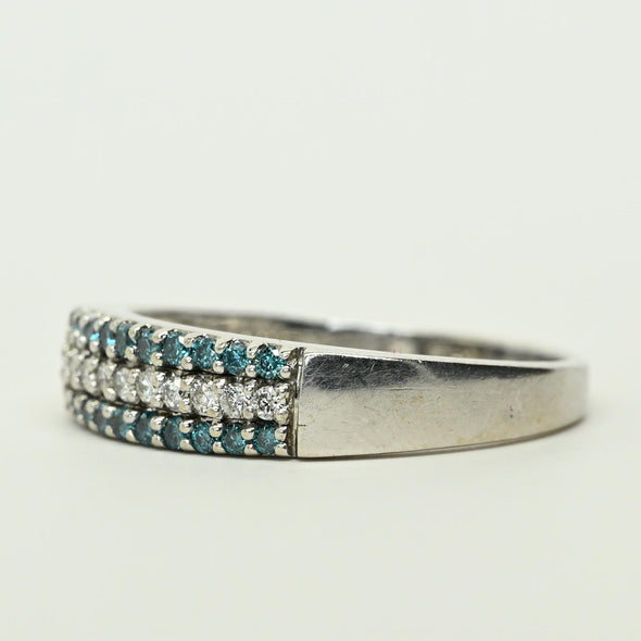 0.50ctw White & Blue Diamond 14k White Gold Band
