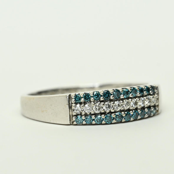 0.50ctw White & Blue Diamond 14k White Gold Band