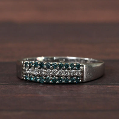 0.50ctw White & Blue Diamond 14k White Gold Band