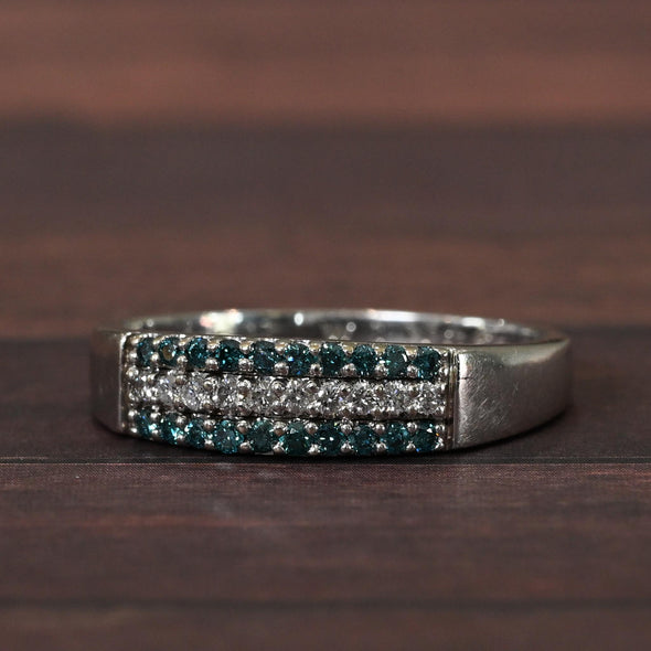 0.50ctw White & Blue Diamond 14k White Gold Band