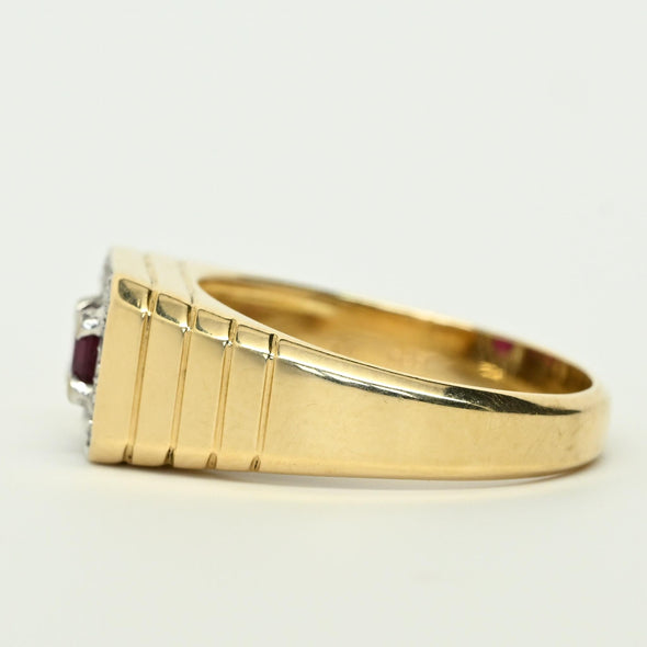 Ruby & Diamond 14k Gold Men's Ring