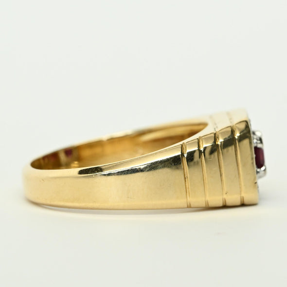 Ruby & Diamond 14k Gold Men's Ring