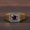 Ruby & Diamond 14k Gold Men's Ring