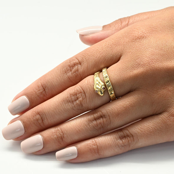 Vintage Snake Coil Band 14k Yellow Gold Ring
