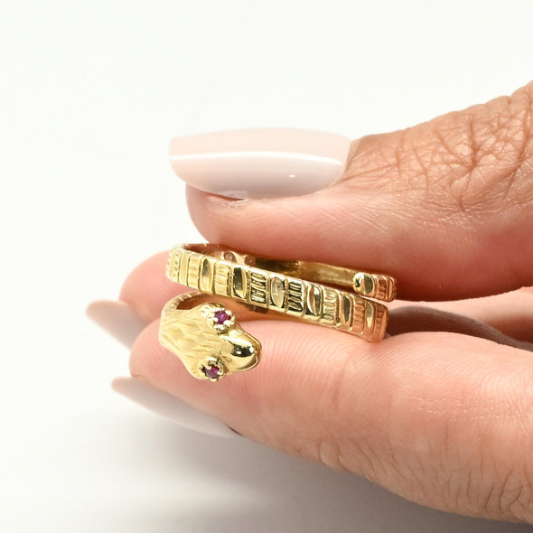 Vintage Snake Coil Band 14k Yellow Gold Ring