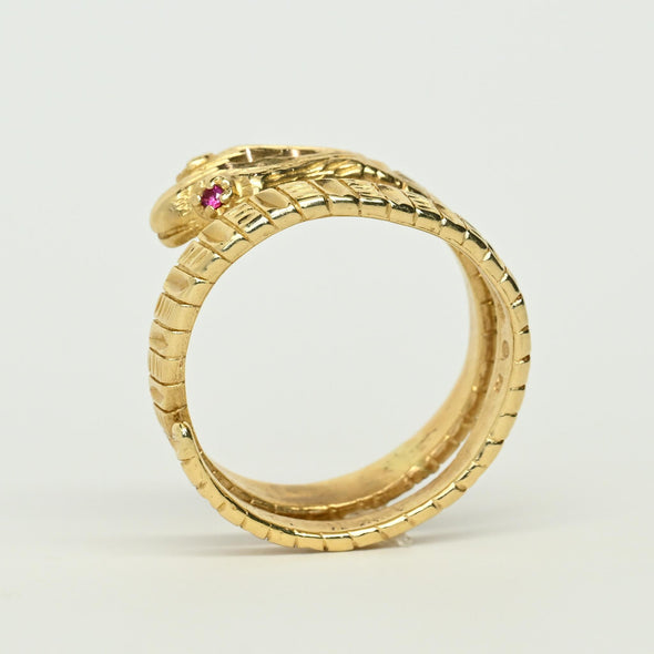Vintage Snake Coil Band 14k Yellow Gold Ring