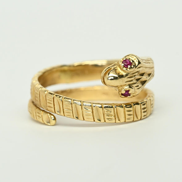 Vintage Snake Coil Band 14k Yellow Gold Ring