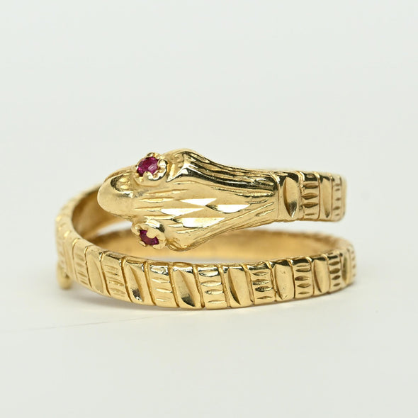 Vintage Snake Coil Band 14k Yellow Gold Ring
