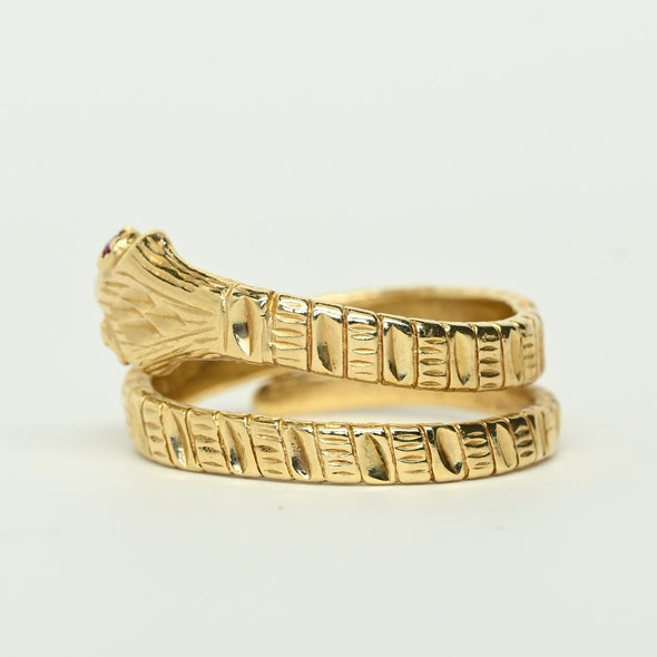 Vintage Snake Coil Band 14k Yellow Gold Ring