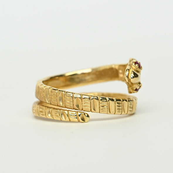 Vintage Snake Coil Band 14k Yellow Gold Ring