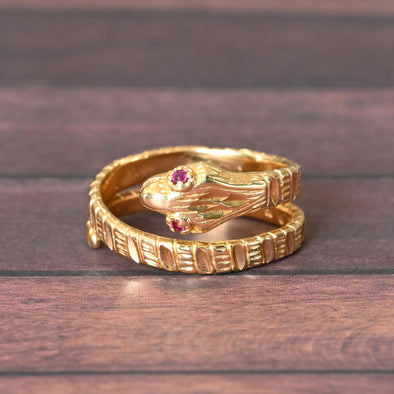 Vintage Snake Coil Band 14k Yellow Gold Ring