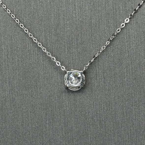 New 1.0ct Round Lab Diamond Round Brilliant Solitaire 14k White Gold Necklace