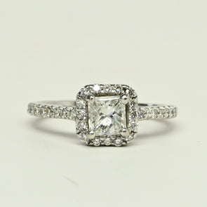 1.98ctw Princess Cut Diamond Halo 14k White Gold Engagement Ring