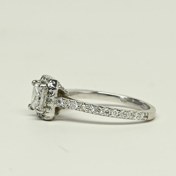 1.98ctw Princess Cut Diamond Halo 14k White Gold Engagement Ring