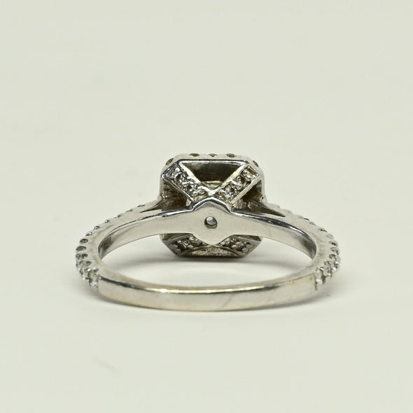 1.98ctw Princess Cut Diamond Halo 14k White Gold Engagement Ring