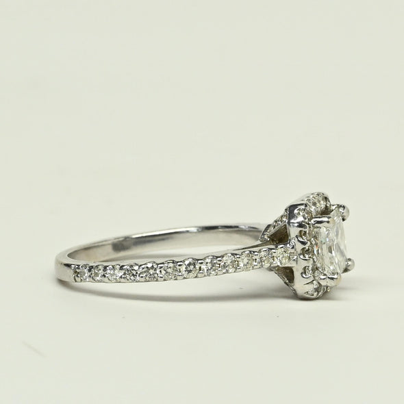 1.98ctw Princess Cut Diamond Halo 14k White Gold Engagement Ring