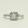 1.98ctw Princess Cut Diamond Halo 14k White Gold Engagement Ring