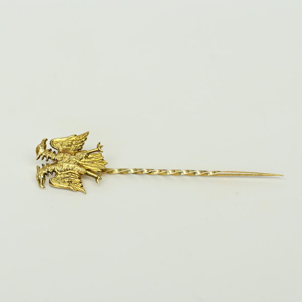 Two Headed Eagle 14k Gold Stick Pin
