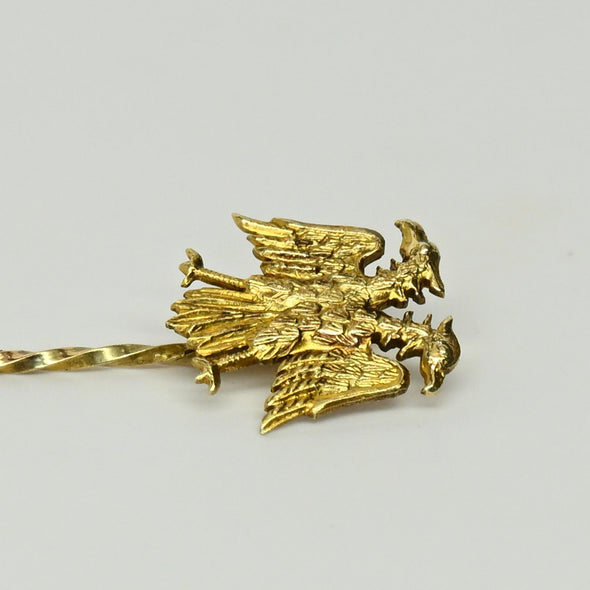 Two Headed Eagle 14k Gold Stick Pin