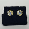 Tanzanite & Diamond Flower Cluster 14k Gold Earrings