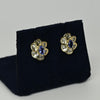 Tanzanite & Diamond Flower Cluster 14k Gold Earrings