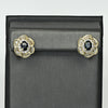 Sapphire Diamond Flower Cluster 14k Yellow Gold Omega Back Earrings