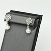 Diamond and Pearl 14k White Gold Dangle Earrings