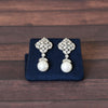 Diamond and Pearl 14k White Gold Dangle Earrings